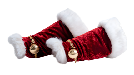 Santa Claus gloves isolated on white background