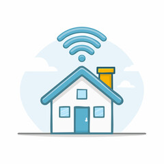 Connected Home House with WiFi Symbol Indicating Smart Technology