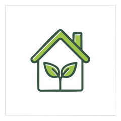 Eco-Friendly Home Concept Green House with Plant Symbolizing Sustainable Living