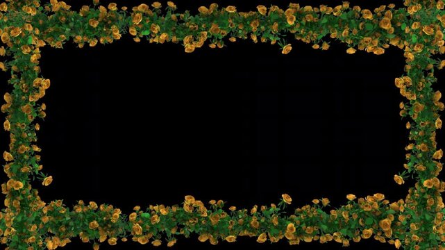 Seamless Horizontal Rose Flower Border Animation Alpha Channel Transparent