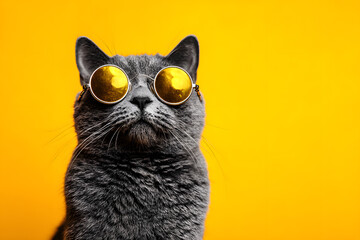 a cat with sunglasses on its face