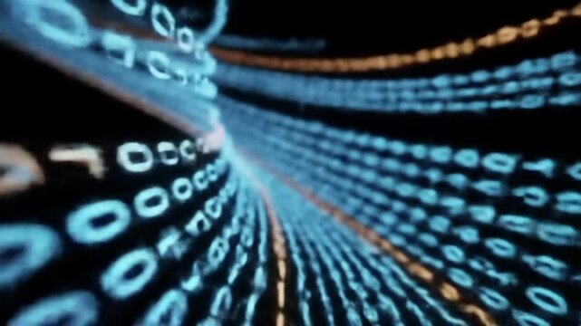 Digital tunnel of binary code data flow abstract background for technology, internet, and communication