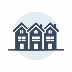 Neighborhood Housing Row of Houses Vector Icon for Real Estate and Community Design
