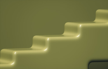 Green background with staircase for product display. Christmas and celebration background.