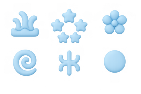 Collection of pastel blue 3d abstract shapes for modern design