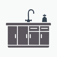 Kitchen Sink Cabinet Icon Modern Minimalist Design for Home Improvement and Interior Design Projects