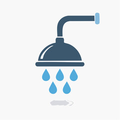 Shower Icon with Droplets Cleanliness and Hygiene Concept