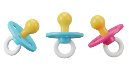 Three Baby Pacifiers in Different Colors colorful dummy