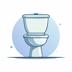 Clean Toilet Bowl Cartoon Illustration for Bathroom Design