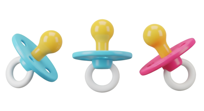Three Baby Pacifiers in Different Colors colorful dummy