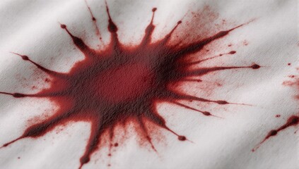 Close-up of blood stains on white hospital sheet symbolizes quitting smoking conveying urgency and distress