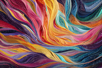 a painting of a colorful swirl of paint
