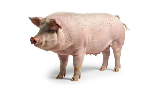 pink pig on white background