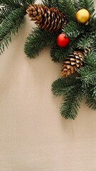Cozy background with Christmas tree and decorations
