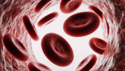 Fototapeta premium A 3D animation showcases the flow of red blood cells through a vein highlighting medical biology and health care
