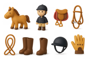 3d equestrian equipment and rider figures for horse riding