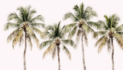 Obraz premium Watercolor painting of coconut trees on a white background