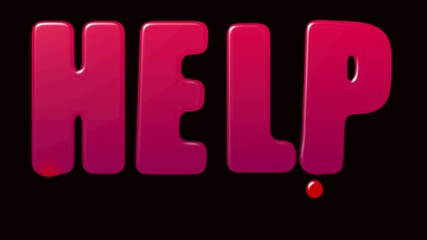 Bright pink help sign shines in dark background, emphasizing urgency
