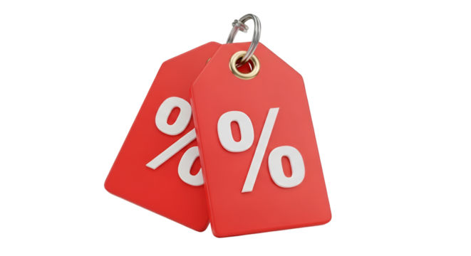 Two Red Discount Tags with Percentage Symbols 2bed6873df2c138b8c6419120723fa0cdr