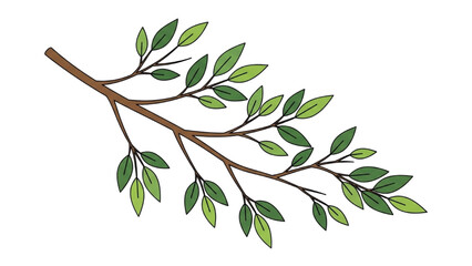 Fototapeta premium Branch with Green Leaves Illustration A Nature-Inspired Graphic Element