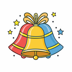 Colorful crayon Christmas bells collection. Naive style kid's drawing. 