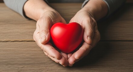 Heart in senior hands