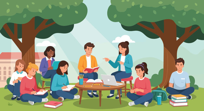 Children playing together in the park with friends and family