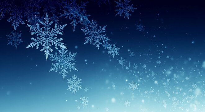 Blue gradient backdrop with white snowflake. Winter theme, representing winter season, holiday, celebration, cold weather, and festive atmosphere.