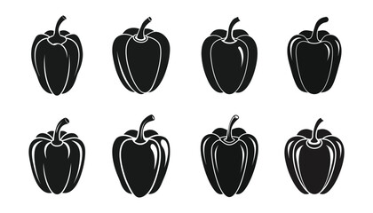 A set of bell pepper silhouette vector illustration