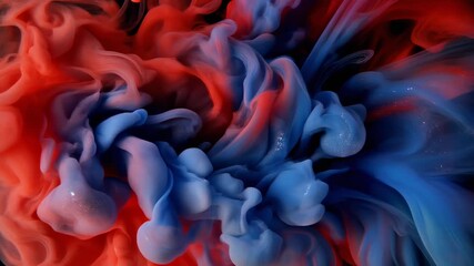 Red Blue Ink Swirls Abstract Fluid Dynamics Macro Slow Motion Explosion liquid