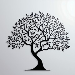 Silhouetted Tree of Life: A captivating, minimalist silhouette of a tree with intricate branches and delicate leaves, symbolizing growth and the interconnectedness of life.