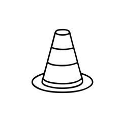 Black and white striped traffic cone safety icon