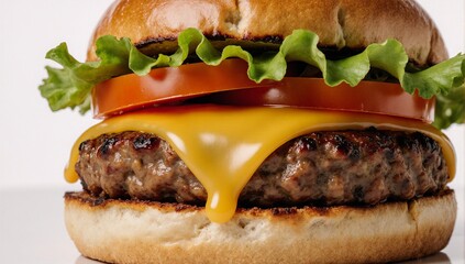 Bite into a mouthwatering cheeseburger with fresh veggies