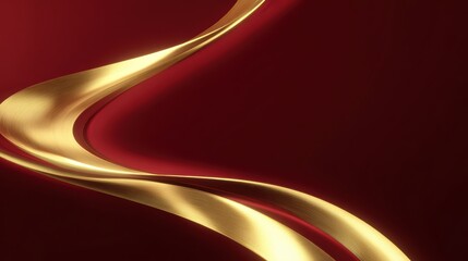 Elegant golden ribbons flow across a rich burgundy background