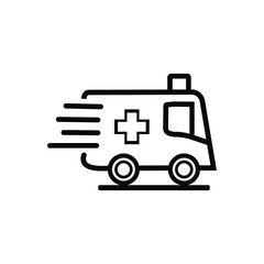 Two- Tone Ambulance Icon with Cross on White Background Medical Vehicle healthcare transport