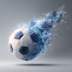 Naklejka premium Dynamischer Fußball im abstrakten Energie- und Polygonstil