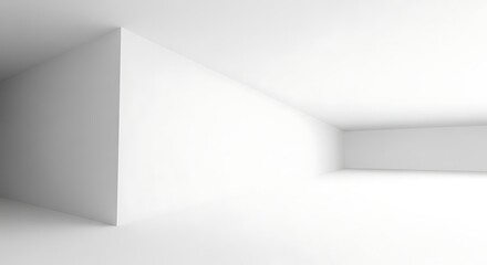 Obraz premium Abstract white room corner with geometric shapes and soft light.