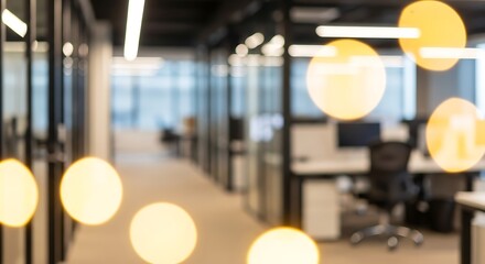 Office interior with blurred bokeh lights