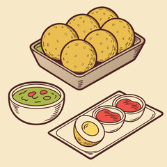 Delicious Fried Rice Bowl with Egg and Bacon Illustration.