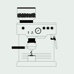 Minimalist Espresso Machine Line Art – Modern Coffee Maker Illustration