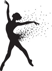 Dancer exploding into particles silhouette vector