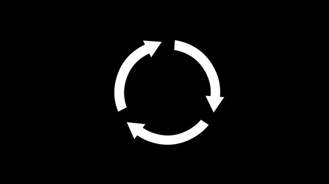 White loading wheel oval graphic animation spinning, Rotating arrows graphic animation. Alpha channel.