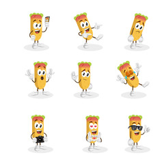Cartoon Shawarma Wrap Mascot Collection for Restaurant Logo