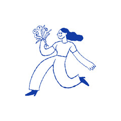 Vector logo design template and graphic element for advertising, branding, posters and banners, funny cartoon  illustration with smiling girl character and mascot