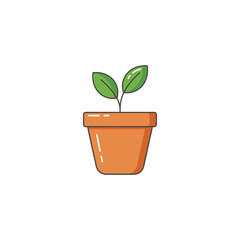 Flower pot icon flat vector design.