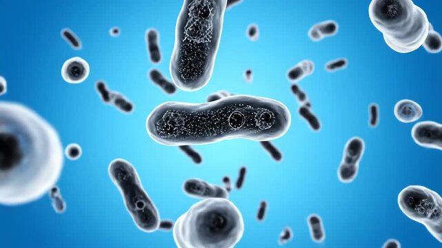 Microscopic Organisms: Bacteria Render on Blue Gradient