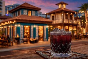 Evening Elixir Cocktails at twilight in idyllic tropical locale.