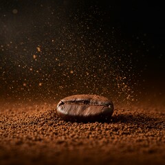 Coffee Bean with Falling Powder.