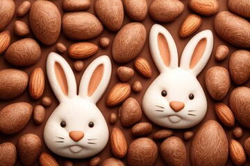 Easter Bunnies in Chocolate Sweet Holiday Treat with TopView Delight.