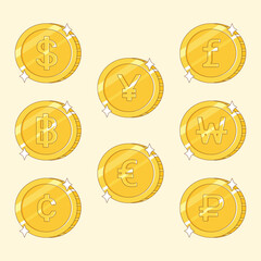 set of currency coin
